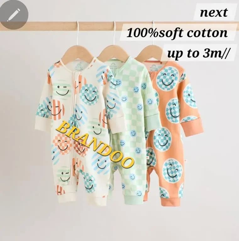 Cotton Baby Sleepsuit Set (3 Pack) 2