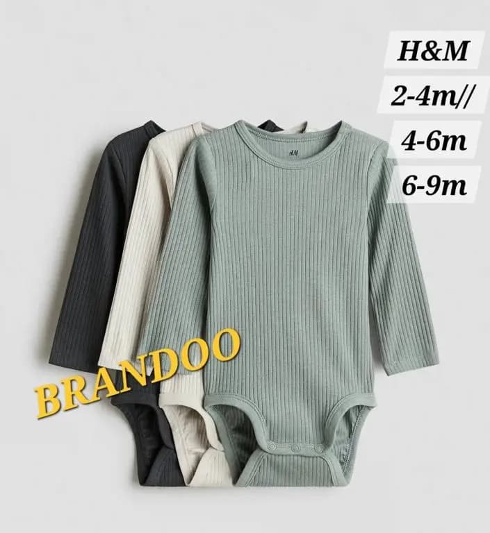 Ribbed Long-Sleeve Bodysuits Set 2